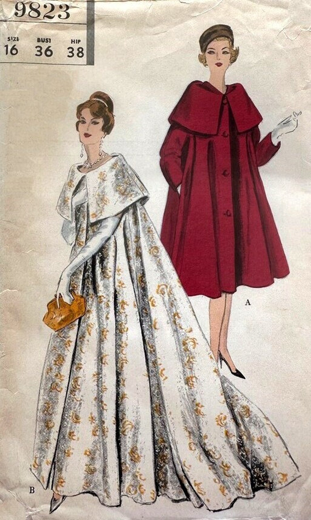 Vintage 1950s Vogue 9823 Opera, Bridal Coat Pattern PDF Instant