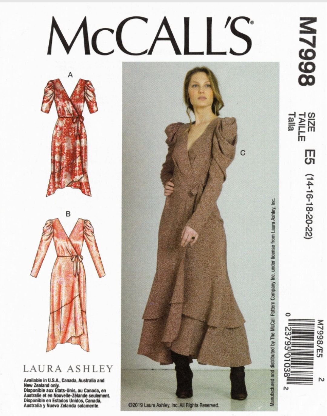 Mccalls Wrap Dress Pattern 7998 PDF Instant Digital Download US