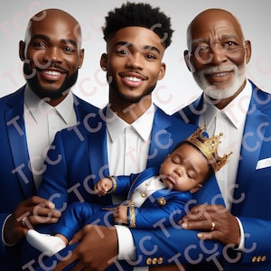 Quatro gerações de homens Phi Beta Sigma, inspirados em fraternidades, arte de IA para impressão