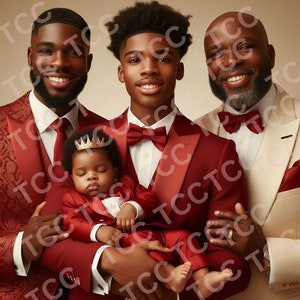 Quatro gerações de homens Kappa Alpha Psi, inspirados em fraternidades, arte de IA para impressão