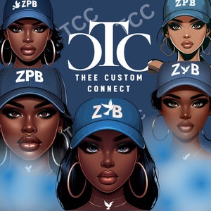 Chapéu de fraternidade azul e branco, arte de clipe, SGRHO Women, inspirado em fraternidade, arte de IA para impressão