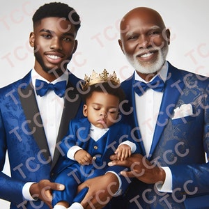 Três gerações de homens Phi Beta Sigma, inspirados em fraternidades, arte de IA para impressão