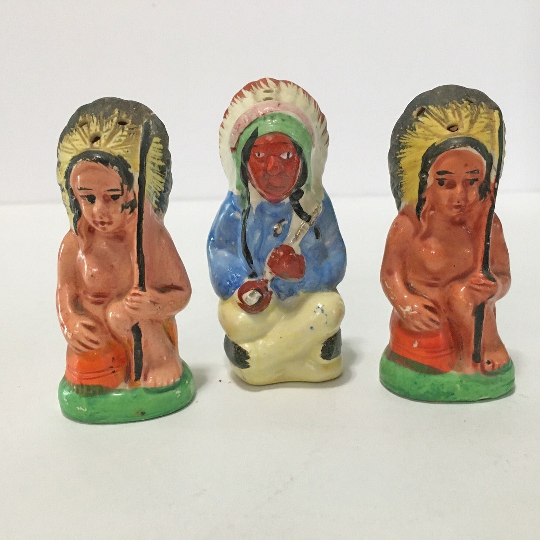 Vintage Indian Chief Salt and Pepper Shakers Etsy