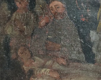 Very old Altarpiece on Tin, Mary Deathbed