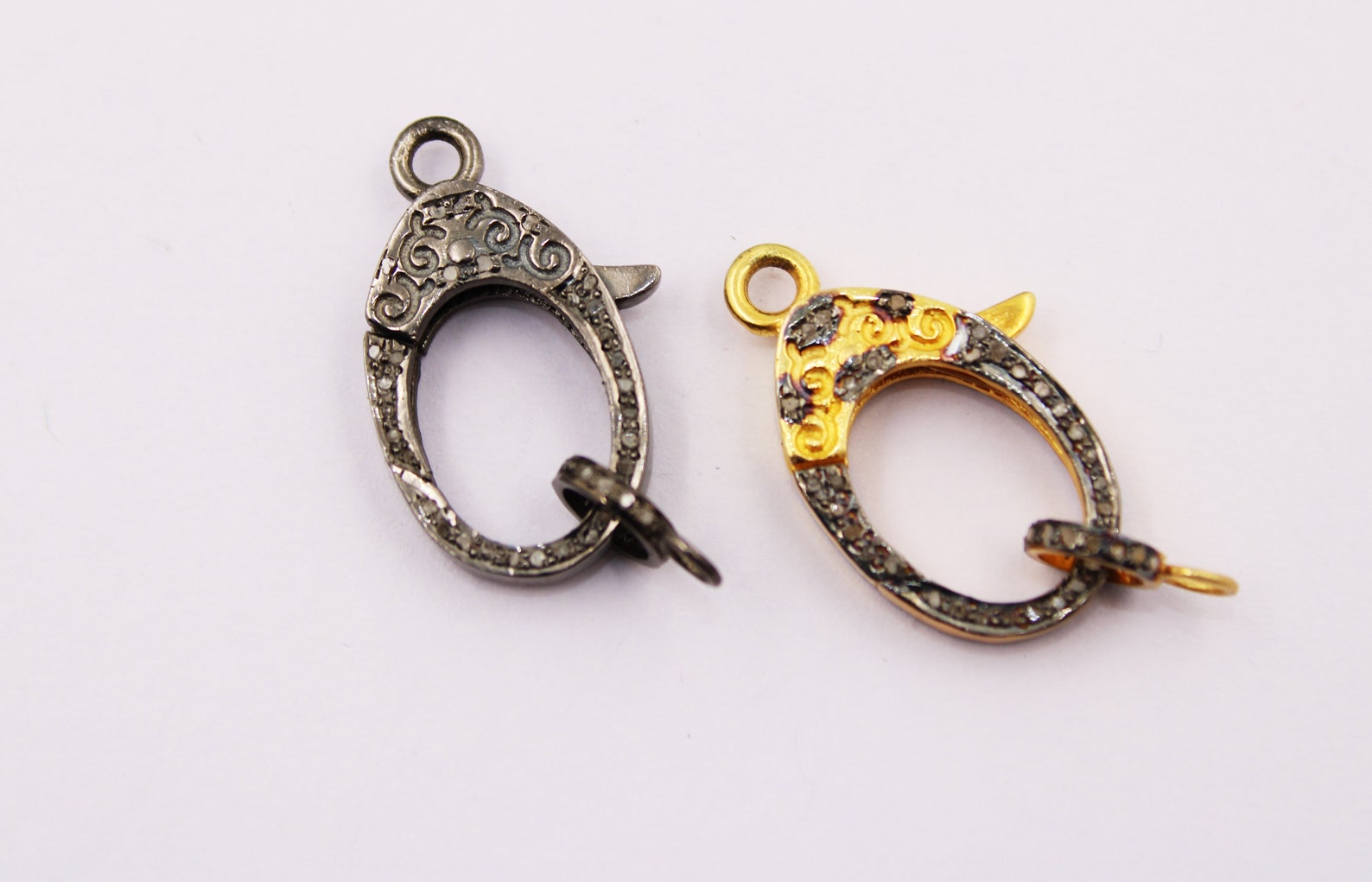 1pc designer 25mm lobster lock antique finish Pave diamond Etsy