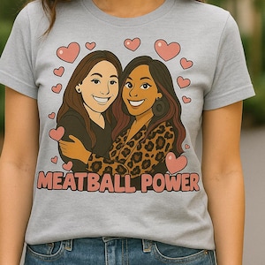 Camiseta Meatball Power Best Friend – Camiseta inspirada em Snooki e Deena – Presente engraçado para melhores amigas para mulheres – Camiseta fofa de desenho animado de coração – Camiseta Jersey Vibes
