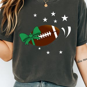 Cute Football Shirt with Bow and Stars - Women's Game Day Tee - Fall Sports T-Shirt