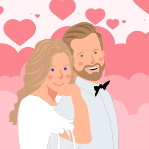 Cute Cartoon Illustration, Custom Portrait, Personalized Print, Personalized Gift, Couple Memory Digital Gift, Minimalist Couple Portrait,