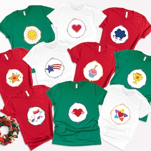 お気に入りのケアベアTシャツ、クリスマスグループコスチュームシャツ。友達に贈る面白いマッチングTシャツのアイデア