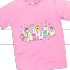 Leuke cartoon kinder T-shirt – kleurrijk kawaii T-shirt voor meisjes – leuk pastel peutershirt – zwart katoenen T-shirt