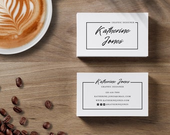 Business Card Template, Instant Download, Custom Business Card, Modern Business Card, Minimalist Business Card, Canva Template, Printable
