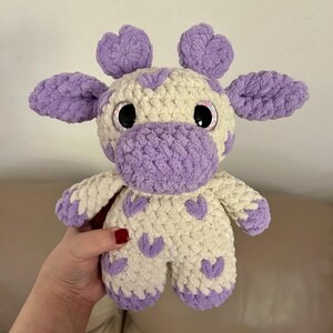 Purple Heart Cow Plushie