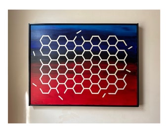 Geometric Painting Wall Art, Original Acrylic Abstract Painting, Hexagon Sacred Geometry, Abstract Modern Art