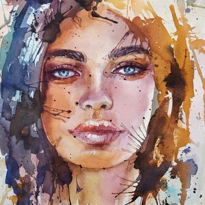 Watercolour painting, original artwork, Face, Portrait, People, Illustration, Fashion, Woman art, Wall art, Home decor, Watercolor Abstract