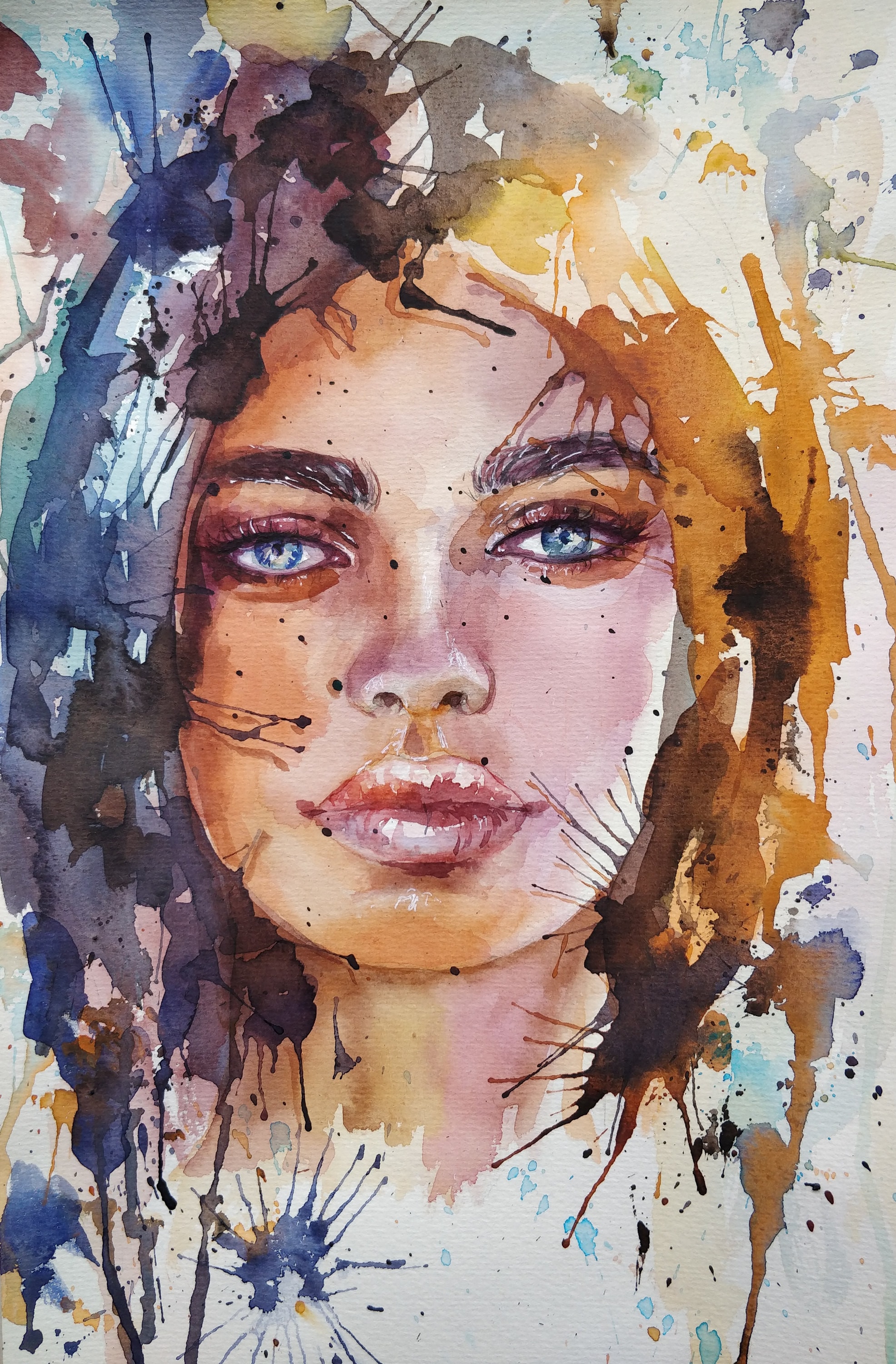 Watercolour Painting Original Artwork Face Portrait People