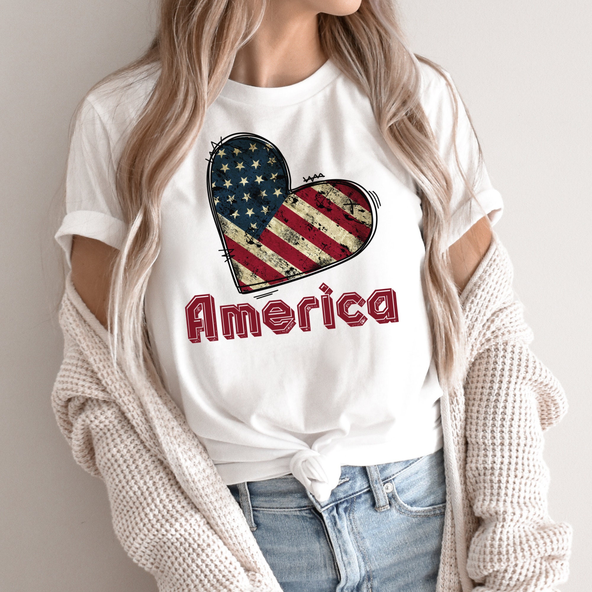 USA T-Shirt Heart Flag Shirt American Flag Shirt USA | Etsy