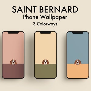 Saint Bernard Dog Phone Background Wallpaper | Pastel Colors | Apple iPhone and Android Samsung | Digital Download