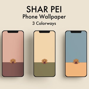 Shar Pei Dog Phone Background Wallpaper | Pastel Colors | Apple iPhone and Android Samsung | Digital Download