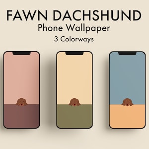 Beige Brown Fawn Dachshund Phone Background Wallpaper | Pastel Colors | Apple iPhone and Android Samsung | Digital Download