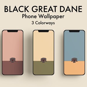 Black Great Dane Dog Phone Background Wallpaper | Pastel Colors | Apple iPhone and Android Samsung | Digital Download