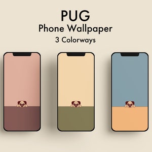 Pug Dog Phone Background Wallpaper | Pastel Colors | Apple iPhone and Android Samsung | Digital Download