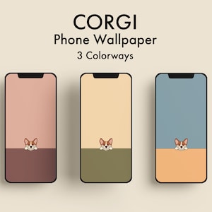 Corgi Dog Phone Background Wallpaper | Pastel Colors | Apple iPhone and Android Samsung | Digital Download