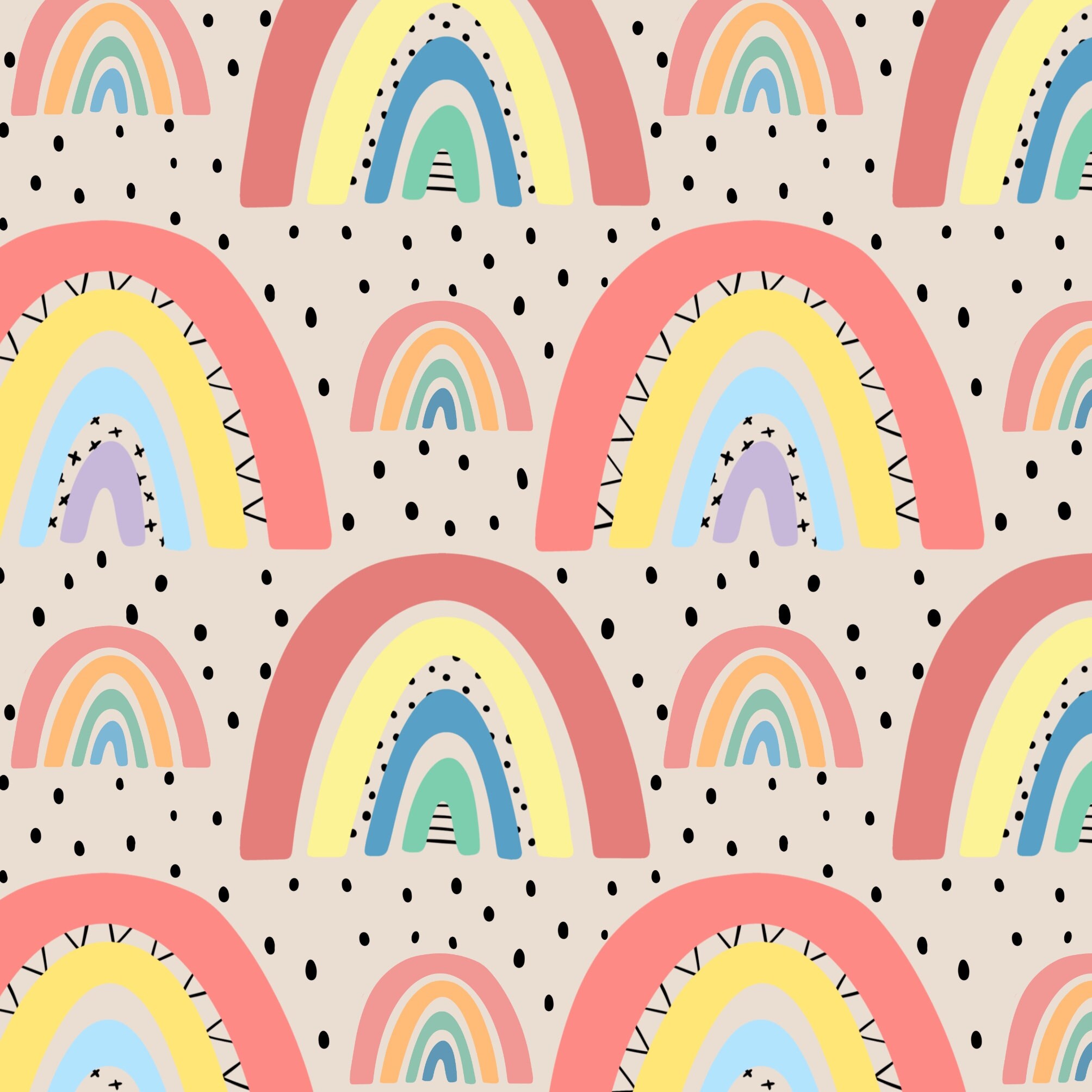 Rainbow, Fun , Bright Seamless Design Pattern Digital Download ...