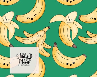 Happy Cute Bananas Banana  , Fruit , summer seamless design - NON exclusive seamless pattern