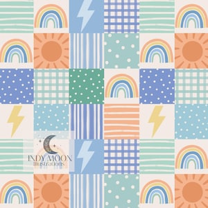 unisex boys patchwork rainbow fun print seamless design pattern digital download ,Non exclusive