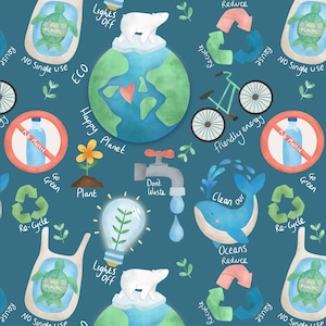 eco save the planet recycle polar bears no plan b earth design - NON exclusive seamless pattern