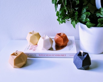 Cute Geometric Soy Pillar Candles | Natural and Un-scented