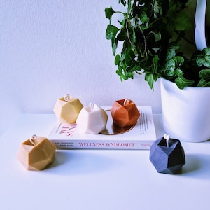 Cute Geometric Soy Pillar Candles | Natural and Un-scented