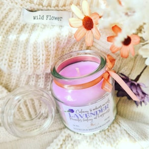 Relaxing Lavender Soy Candle in a Cute Glass Jar with Glass Top