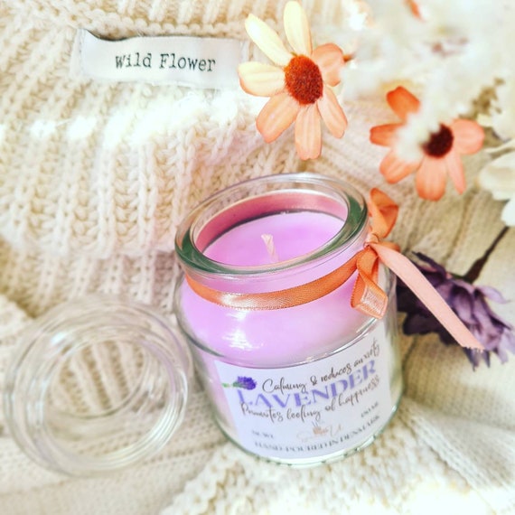 Lavender Soy Candle: Calming Scent in Reusable Glass Jar