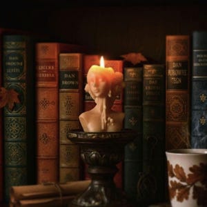 Lady Bust Soy Candle: Floral Hair Detail, Home Decor