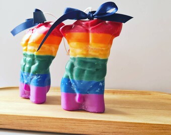 Rainbow Pride Pillar Candle: Scented Soy Wax Candle