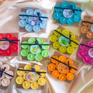 Scented or Unscented Tea Light Candles 24mm in Height and 38mm Diameter Sold in Pack of 6 or Pack of 10 - Handpoured