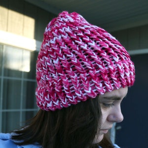 Pink and White Winter Hat, Knitted Winter Hat, Knit Beanie, Winter Gift