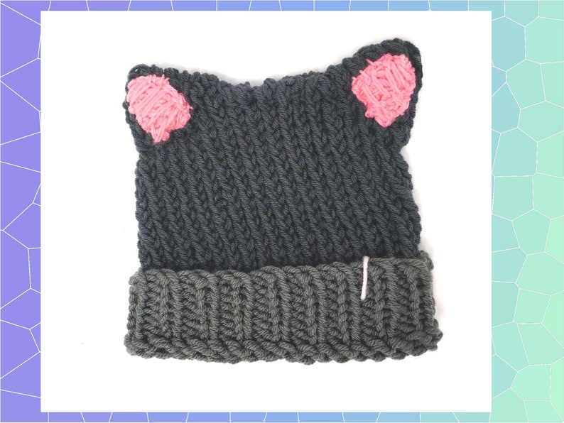 Grey Cat Ears Hat, Knit Grey Hat, Cat Hat, Animal Ears Hat Etsy