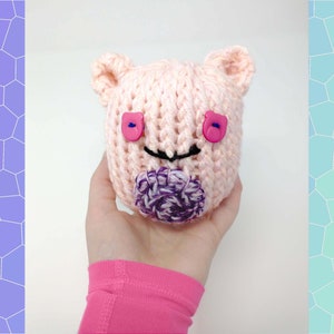 Bear Plushie, Pink Teddy Bear, Knitted Plushy, Bear Plush, Stuffed Animal