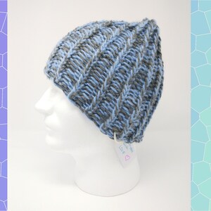 Gray and Blue Knit Hat, Knitted Winter Hat, Boys Winter Hat, Boys Christmas Gift Ideas