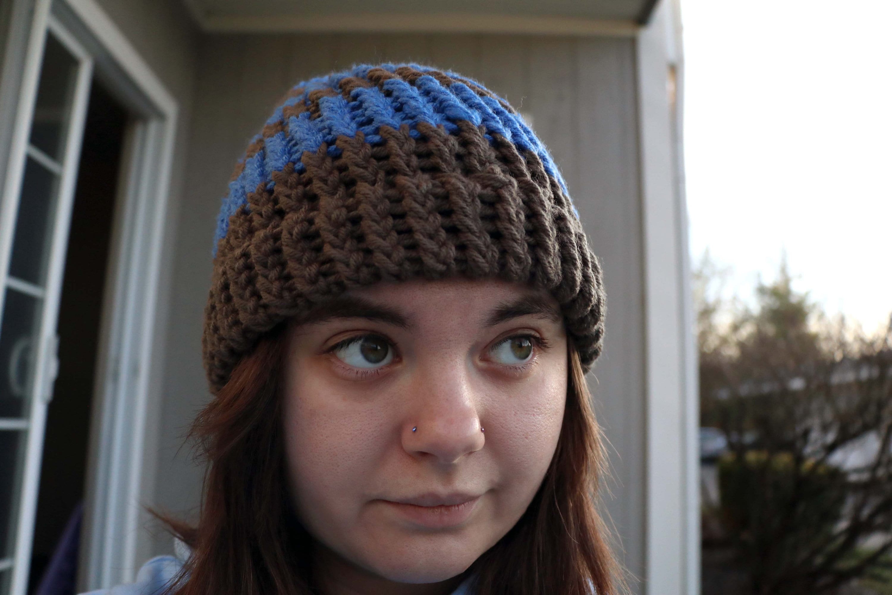 Blue and Brown Hat, Winter Hat, Knit Beanie, Knitted Winter Hat Etsy