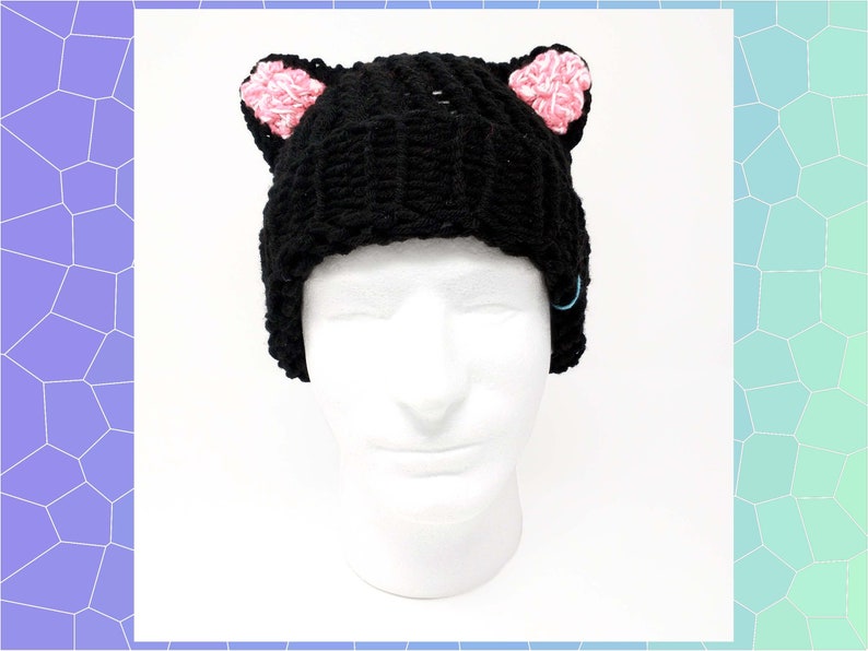 Black Cat Ears Hat, Knit Black Hat, Animal Ear Hat image 4