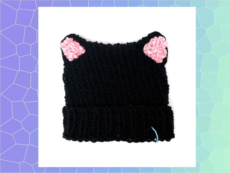 Black Cat Ears Hat, Knit Black Hat, Animal Ear Hat image 3