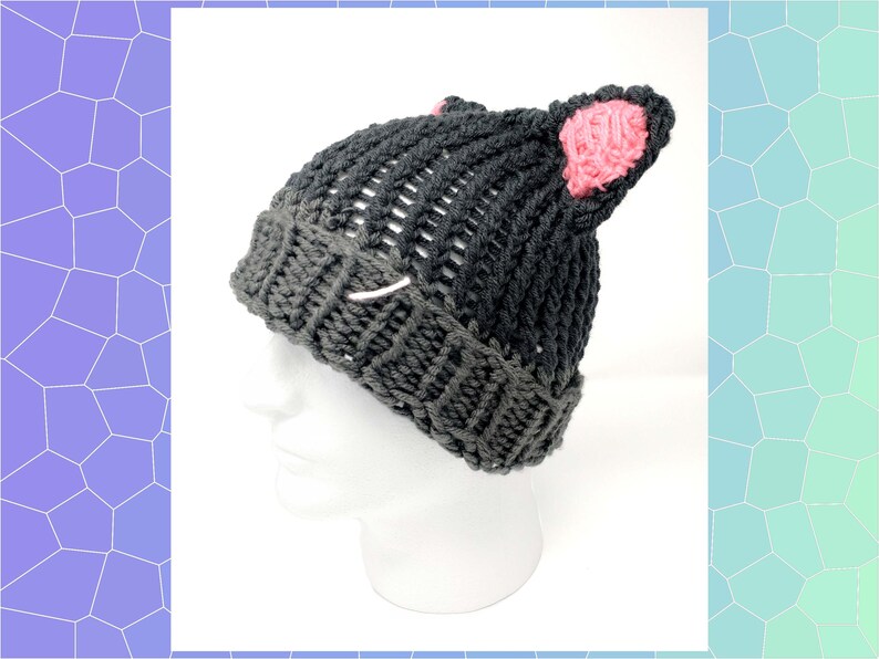 Grey Cat Ears Hat, Knit Grey Hat, Cat Hat, Animal Ears Hat Etsy