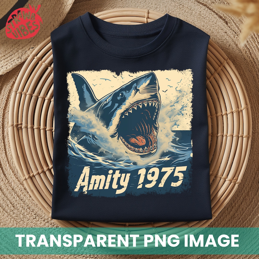 Vintage Amity 1975 T-Shirt - Retro Segelboot Sonnenuntergang Design
