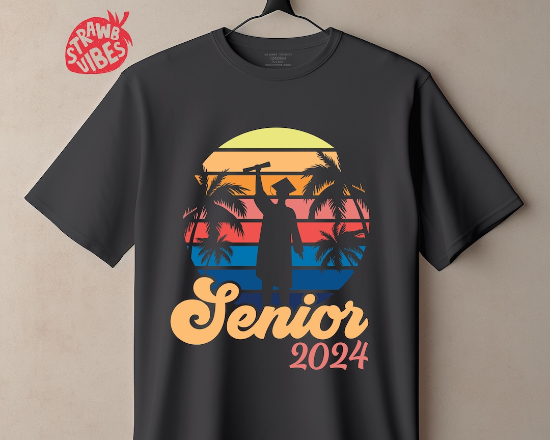 Senior 2024 Shirt Svg, Png Circle Retro Design With Gradient Sunset ...