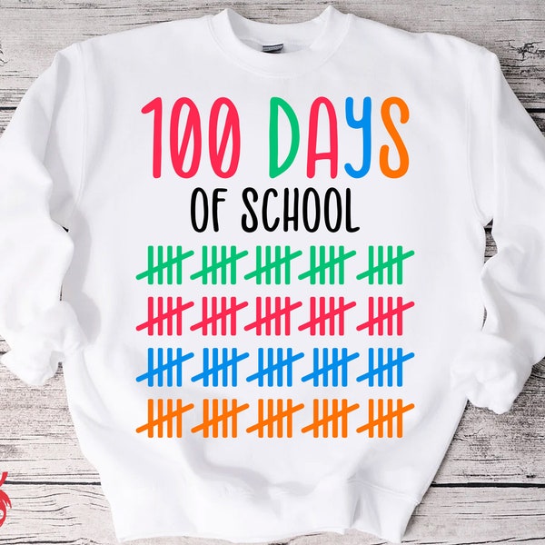 100 Days Of School Svg, 100 Days Shirt Svg, 100 Tally Marks Svg, 100th Day Of School Svg Design for Boys, Girls, Cricut, Silhouette File Dxf