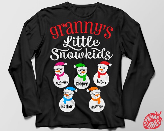 Granny's Little Snowmen Svg, Grandma Christmas Shirt Svg, Personalize File  with Grandkids Names, for Sublimation, Cricut, Silhouette, PNG
