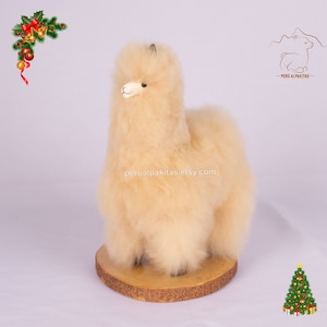 100% real baby alpaca fur toy, extremely soft stuffed toy, beige baby alpaca, adorable baby alpaca fur toy, handmade in peru, christmas gift
